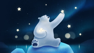 Polar bear iceberg starry sky - a polar bear free wallpaper