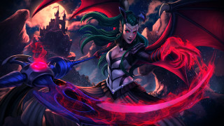 Demon woman sword castle night - a sword and a demon free wallpaper for desktop