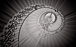 Spiral staircase chandelier black white - a spiral staircase free wallpaper