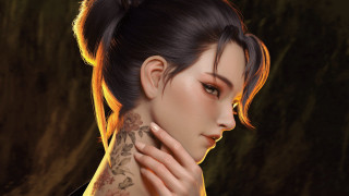 Woman tattoo neck portrait tree 2 - stanley artgerm lau free wallpaper