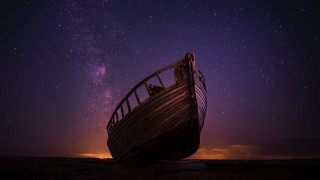Boat night sky stars milky - dry free wallpaper