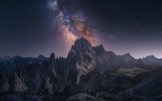 Night sky mountains stars aurora 3 - sky above free wallpaper