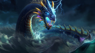 Dragon lightning ocean wave foreboding - a lightning bolt free wallpaper