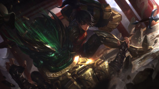 Woman armor sword flag red - flag free wallpaper