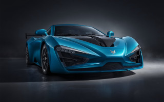 Blue sports car dark room 30 - a spotlight free wallpaper for desktop