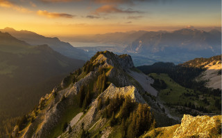 Mountain range sunset trees clouds - the top of the mountain free wallpaper