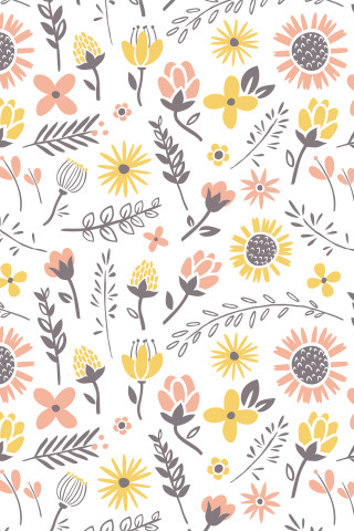 Flower pattern yellow gray white - free spring wallpaper for mobile