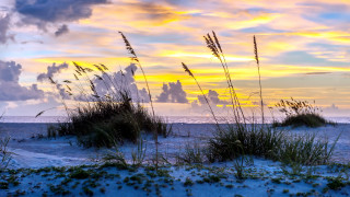 Beach grass sunset clouds dusk - art brenner free wallpaper