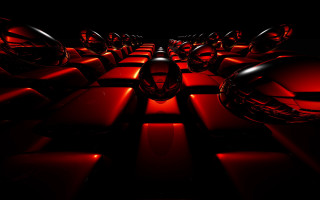 Red black shiny objects raytraced - the middle of the image free wallpaper