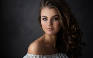 Woman longhair white dress portrait - free portrait wallpaper for desktop