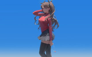 Tohsaka rin beach wind red - fullbody free wallpaper for desktop