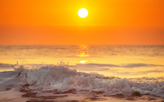 Sunset ocean wave orange sky - dave melvin free wallpaper