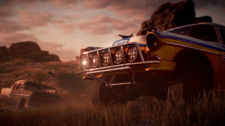 Car field mountain cloudy sunset - unreal engine 5 free wallpaper