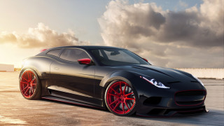 Black sports car red rims 3 - red rim free wallpaper