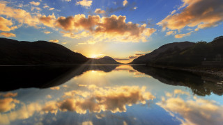 Lake mountains clouds sunset crepuscular - crepuscular free wallpaper