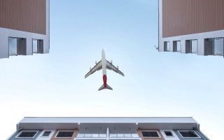 Airplane building sky minimalism tiltshift - anson maddock free wallpaper