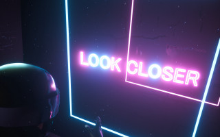 Neon look closer helmet cyberpunk - the wall free wallpaper