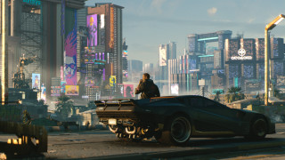Futuristic city man eddie mendoza - top of a car free wallpaper