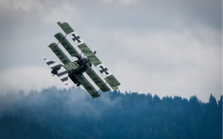 Plane trees mountains fog artsdieselpunk - dieselpunk free wallpaper