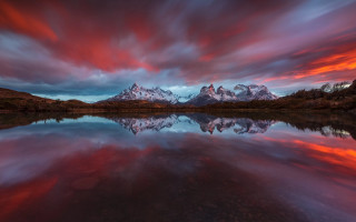 Mountain range reflection sunset mystical - derold page free wallpaper