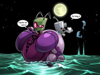 Cartoon character floating water cat - free halloween wallpaper for desktop