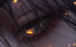 Woman eye embers fire sunset - the center free wallpaper