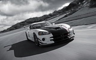 Black white sportscar mountain clouds - motion blur free wallpaper