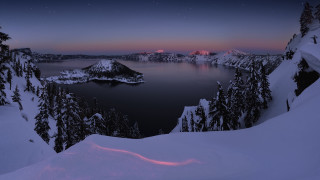 Lake snowy trees fullmoon night - snow covered trees free wallpaper
