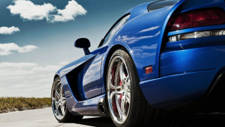 Blue cobra sportscar road puzzle - the rear end of the car free wallpaper