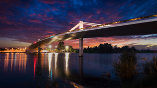Bridge city lights clouds dusk - a sky free wallpaper