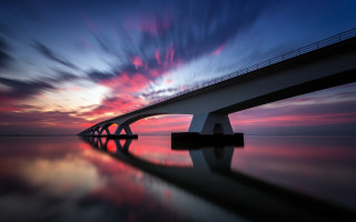 Bridge water sunset clouds matte - a bridge free wallpaper