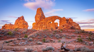 Desert rock formation clouds bushes - betye saar free wallpaper