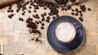 Coffee newspaper beans spoon portrait - a cup of coffee free wallpaper