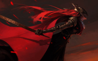 Woman sword redcape redsky fantasy - charlie bowater free wallpaper