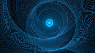 Blue spiral hologram fence fishnets - a spiral design in the center of the image free wallpaper