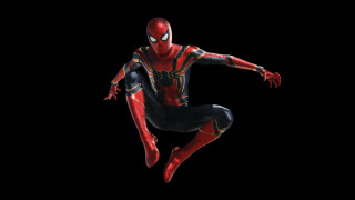 Spiderman jumping armor bodysuit highres - his hands out free wallpaper