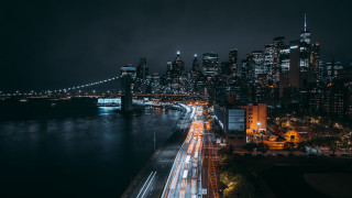 City skyline bridge river night 6 - a bridge and a river free wallpaper