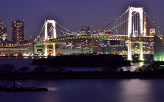 Bridge river city night lights 8 - a bridge over a river free wallpaper