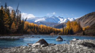 River forest rocks mountains lake - arkhip kuindzhi free wallpaper for desktop