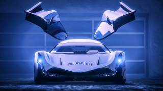 Futuristic car doors open garage - its door free wallpaper