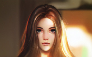 Woman blueeyes longhair portrait photorealistic - a digital painting of a woman free wallpaper