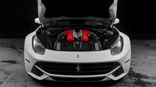 White sports car red engine - the hood open free wallpaper