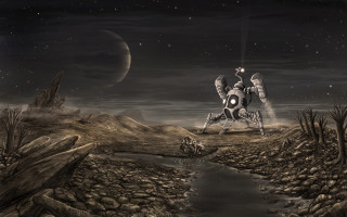 Desert motorcycle night moon space - a moon in the sky free wallpaper