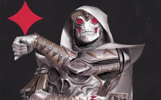 Man costume knife redcard skull - a costume holding free wallpaper