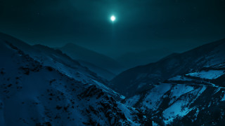 Mountain moon night sky aurora - moonlight free wallpaper