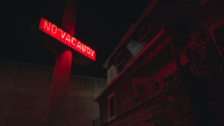 Red neon chinatown building night - a red neon sign free wallpaper