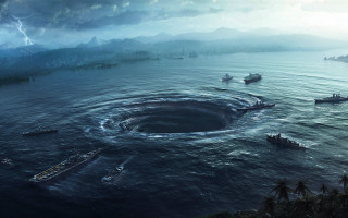 Ships ocean storm matte painting - a storm free wallpaper