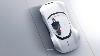 White car topview red light - a white car free wallpaper for desktop
