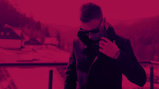 Man in black jacket ski - synthwave style free wallpaper