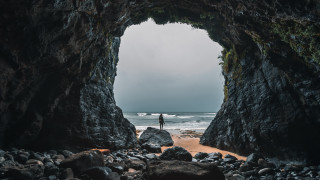 Cave beach rocks water nature - a cave free wallpaper